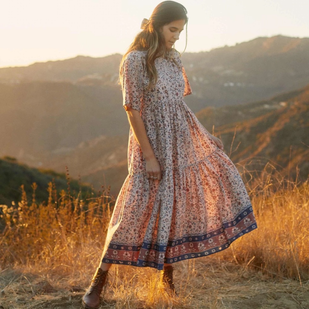 Christy Dawn Theo Dress in Sand Anemone Vine (Petites)